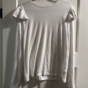 GAP White Long Sleeve‎ Ruffle Top